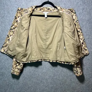 Charter Club Tan Black Paisley Corduroy Button Up Jacket‎ Size M Tapestry Damask thumbnail 6