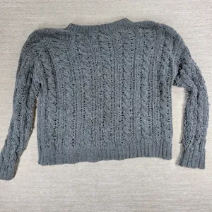 American Eagle Cable Knit Sweater Womens Small Gray Soft Cropped Crewneck Cozy thumbnail 9