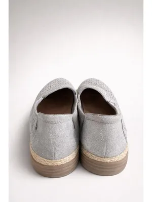 Clarks Collection Silver Perforated Slip-On Loafers Women thumbnail 3