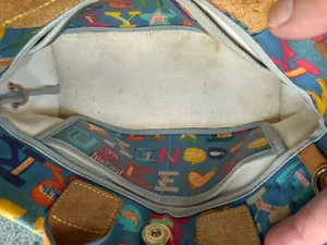 Vintage Y2K Dooney & Bourke blue Doodle graffiti hand bag thumbnail 13