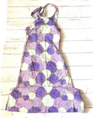 Women’s S/M Purple Floral Halter Top Maxi Dress Side Zipper Size Small Handmade thumbnail 1