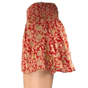 Free People Say It's So Orange Floral Smocked High Waist Flowy Mini Shorts Sz S thumbnail 2