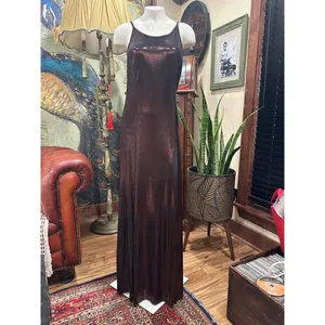 Hute by Shein Brown Shimmer Backless Maxi Dress Large thumbnail 4
