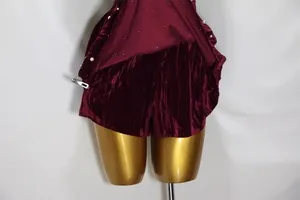 Peach Love Wine Red Velvet Pearl Studded Skort thumbnail 7