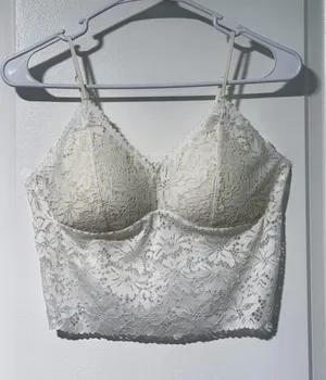 Lace Longline Bralette Camisole White Size XL thumbnail 1