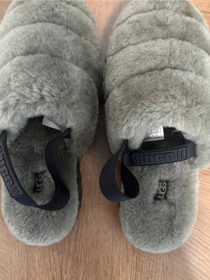 UGG Supper Fluff Slide Sandal in Olive with Black Strap thumbnail 3