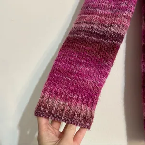 Gap Forever Cozy Soft Knit Crewneck Tunic Sweater Spacedye Pink Large thumbnail 2