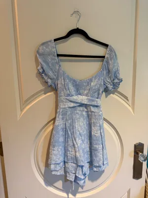 Trixxi White and Blue Ruffle Romper thumbnail 3
