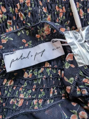 NWT Petal & Pup Floral Long Sleeve Maxi Dress Large Navy/Pink thumbnail 3