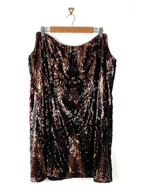 Anthropologie Strapless Sequin Mini Dress Brown/Black Size 22W NWT thumbnail 2