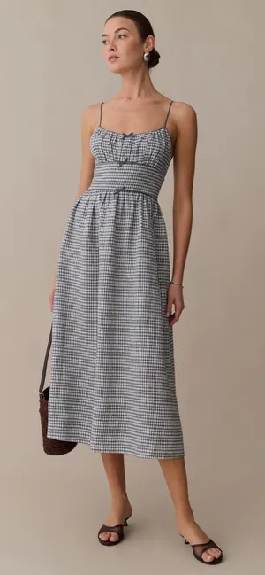 Few Moda Kourt Darya Size XS Blue Linen Smocked Midi Dress thumbnail 1
