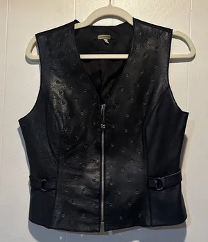 Genuine soft leather zip up vest size L‎ Black Size L thumbnail 1