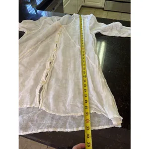 Flax Linen Sz M Cream White Sheer Tunic Top Shirt Dress Beach Coverup Breezy thumbnail 7