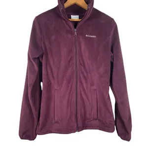 COLUMBIA Womens‎ Benton Springs Full Zip Fleece Jacket Burgundy Size S Small thumbnail 1