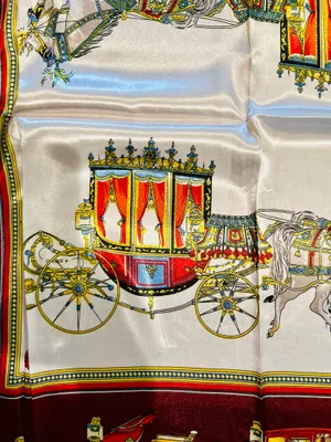 VINTAGE EQUESTRIAN horse&carriage BURGUNDY silky SCARF 35’/35’inches thumbnail 12