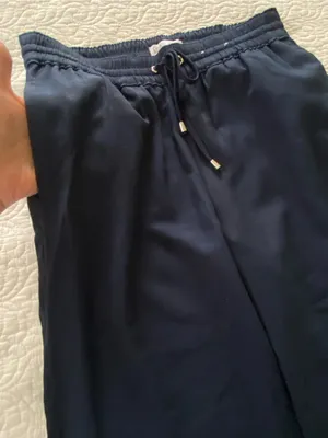 Croft & Barrow Navy Drawstring Wide-Leg Flowy Lightweight Pants Coastal Size S thumbnail 5