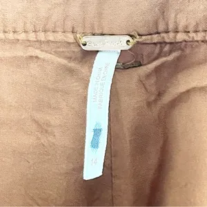 FREE PEOPLE Faux Leather Camel Paperbag Tie Waist Raw Hem Pants 14 Boho Chic thumbnail 3