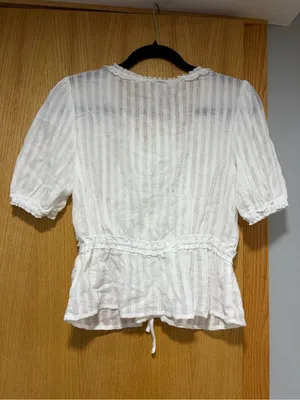 Steve Madden White Peasant-Style V-Neck Blouse - Size Small thumbnail 2