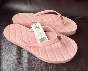 Tory Burch 2 inches platform Willa flip flop with Gold Emblem NWT Pink blossom thumbnail 4