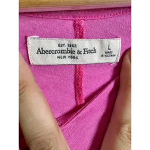 Abercrombie & Fitch Pink Cotton Gray Logo Graphic Swing Tank Top Womens Size L thumbnail 4