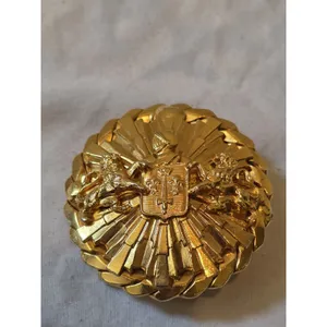 Heraldic Lion Rampant Knight Crest Metal Belt Buckle Gold Tone 80s 1.5" Wide EUC thumbnail 2