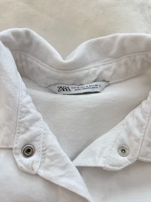 Zara White Denim Romper thumbnail 4