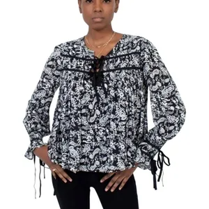 Rebecca Minkoff Shirt Women XL‎ Black Floral Bell Sleeve Top Peasant Whimsigoth thumbnail 1