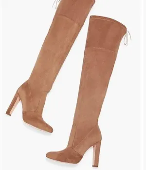 JustFab Taupe Thigh-High Boot thumbnail 1