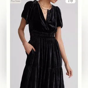 Anthropologie Somerset Velvet Maxi Dress Womens Small Black thumbnail 2