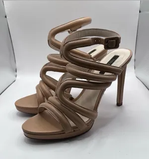 Zara nude strappy high-heeled sandals, distinctive padded size 39 US 8.5 thumbnail 1