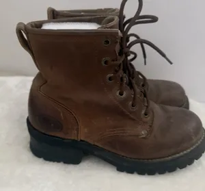 Skechers Womens 8.5 Combat Boots Brown Leather Chunky Biker Grunge Y2K thumbnail 1