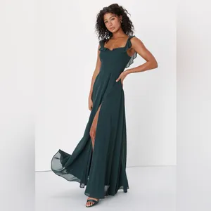 Lulus Dreamy Admiration Emerald Green Ruffled Maxi Dress thumbnail 5