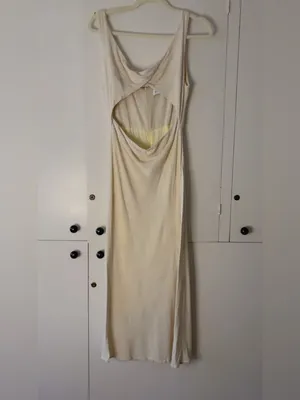 Petal & Pup linen blend Midi Dress Open Back Tie Minimal Chic thumbnail 2