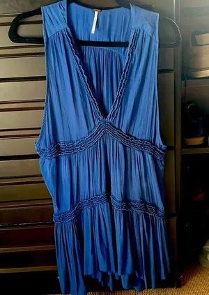 Free People dress or top blue medium tiered m thumbnail 13