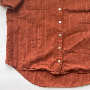 shimmer thread button front camp blouse, size medium thumbnail 5