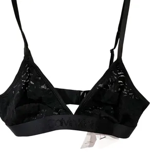 Calvin Klein Black Unlined Lace Triangle Bra‎ Size Medium NEW thumbnail 2