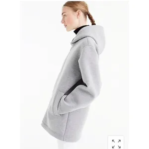 J.Crew Womens Gray Scuba Neoprene Hooded‎ Zip Up Jacket Sweat-Wicking S thumbnail 4