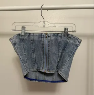 Pretty Little Thing Bandeau Denim Corset Top thumbnail 5
