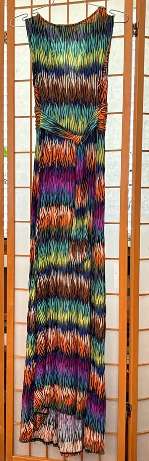 Philosophy Vibrant Multicolor Chevron-Print Bohemian Maxi Dress Small thumbnail 1