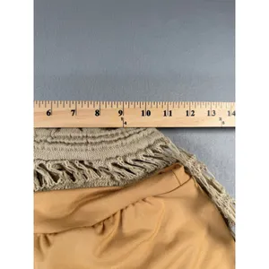 Boho Beach Beige Tan Crochet Knit Wide Leg Pants with Liner Shorts Small thumbnail 6