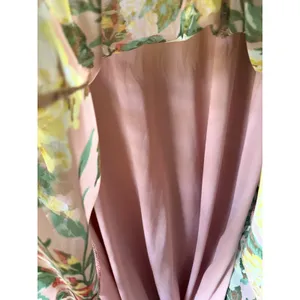 Allison Brittney Sz XL Pink Floral Sheer Long Sleeve Lined Midi Dress Feminine thumbnail 4