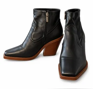Vince Camuto Aminda Black Leather Square Toe Ankle Boots 7.5 thumbnail 1
