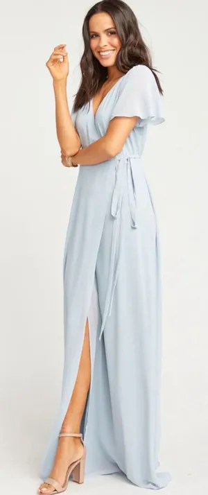 Show Me Your Mumu Noelle Flutter Wrap Dress‎ Dusty Blue Size Small thumbnail 1
