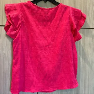 Hot Pink Ruffle Sleeve Top Blouse Flirty Feminine Small thumbnail 5