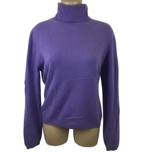 100% Cashmere Lavender Long Sleeve Turtleneck Sweater Croft & Barrow M thumbnail 3