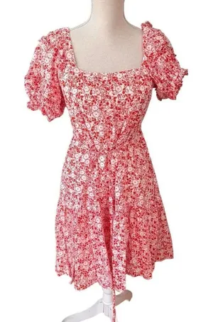 Olivia James Red White Floral Mini Dress XS thumbnail 1