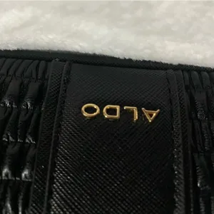 Aldo Black Textured Faux Leather Shoulder Bag Chunky Chain Detail and Lion Logo thumbnail 5