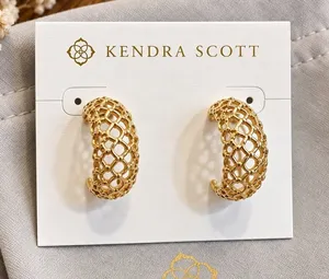 Kendra Scott Krista Lace Huggie Earrings Gold Tone NWT 9608873774 thumbnail 1
