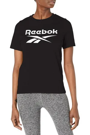 NWT Reebok Womens Graphic Big Logo Tee HB2271 Black XS thumbnail 1
