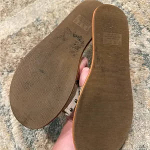 American Eagle | Tan and Silver Studded Sandals size 9 thumbnail 3